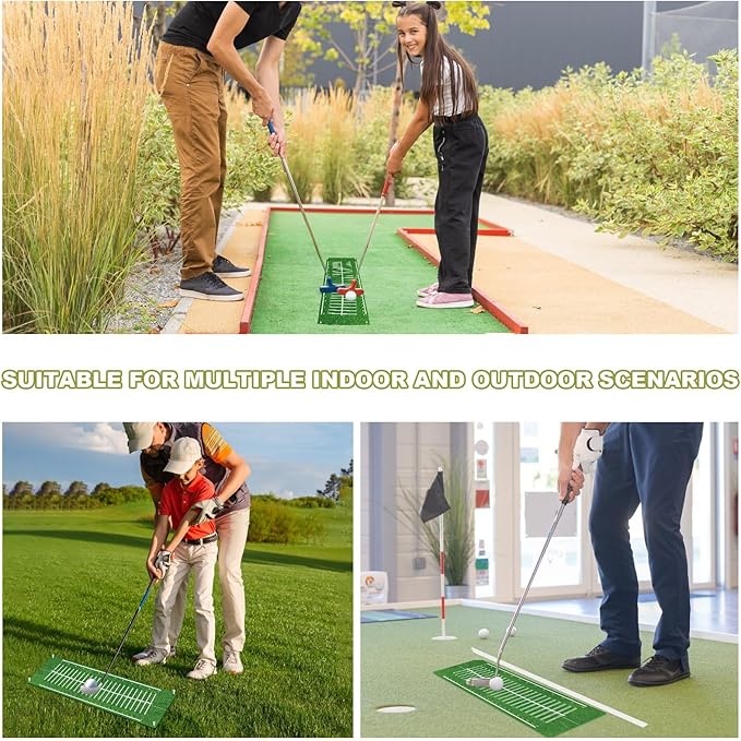 Golf Putting Mats Practice Indoor 30 x 8.27 Inch Golf Putting Practice Training Aid Alignment Track Green Mat Exercise Putter Training Supplies