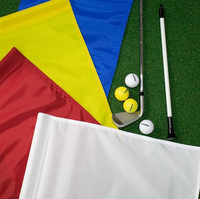 KINGTOP Golf Flag 20x14 Inch - Plain Red, 420D Nylon, Tube Inserted - Standard Putting Green Flags for Backyard Practice, Golf Courses, Country Club, 1-Pack