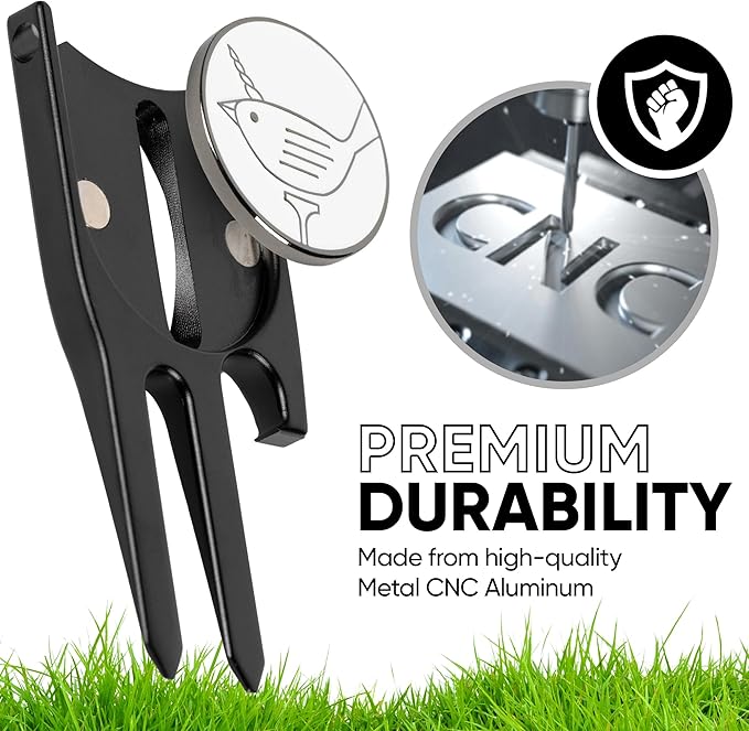 Birdicorn Golf Divot Repair Tool & Golf Ball Marker 6-in-1 Golf Divot Tool