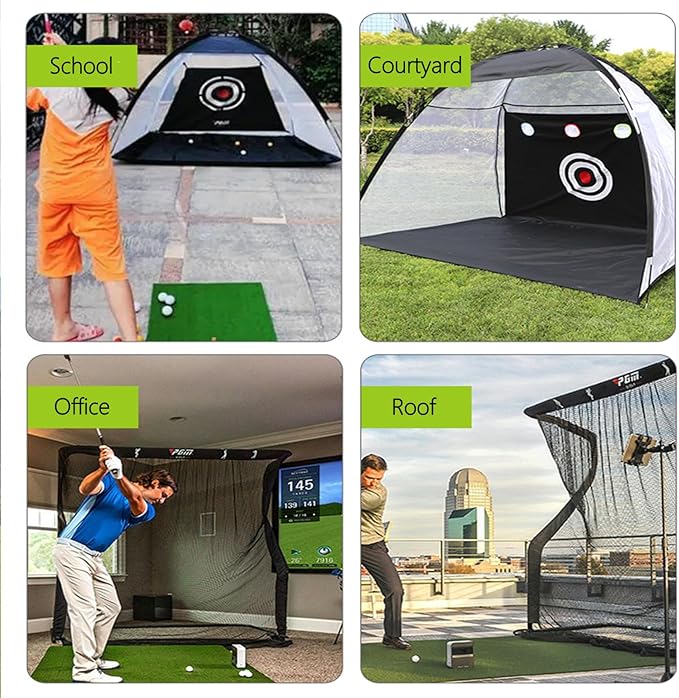 Golf Net, 10x7ft Golf Practice Net with Foldable Tri-Turf Mat, Hitting Chipping Swing Training for Backyard & Outdoor & Indoor with Ball, Tee, Target, Carry Bag, Gift for Men Dad Husband & Golfers
