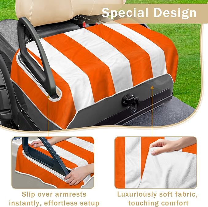 YOKYHOM Golf Cart Seat Covers, Orange Golf Cart Seat Towel Blanket Keeps Seat Comfortable and Clean, 100% Microfiber, 51''x 31'', for EZGO, Yamaha, Club Car and More 2-Seat Golf Carts