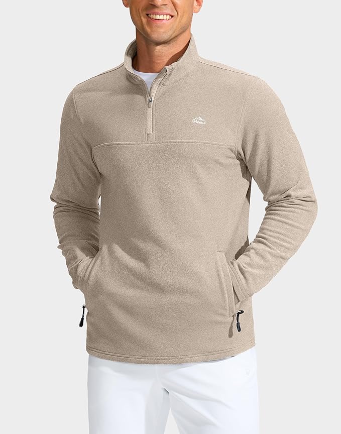 Pudolla Men's Quarter Zip Pullover with 2 Pockets Fleece Warm Soft Golf Sweatshirts for Athletic Workout Running