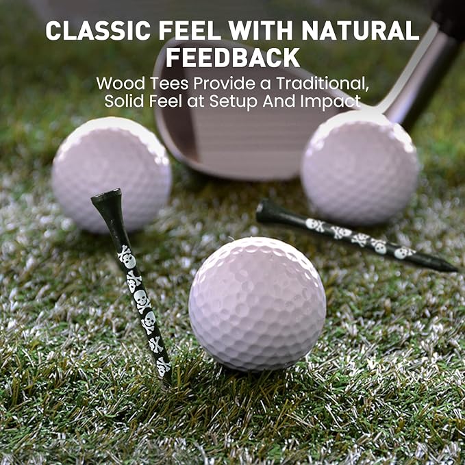 FINGER TEN Golf Tees Wood 3 1/4 2 3/4 Inch Value 50/120 Count, Durable Tees with Bright Colored Stripes for Consistent Height, 70mm 83mm Long Tees Ideal for Golfers