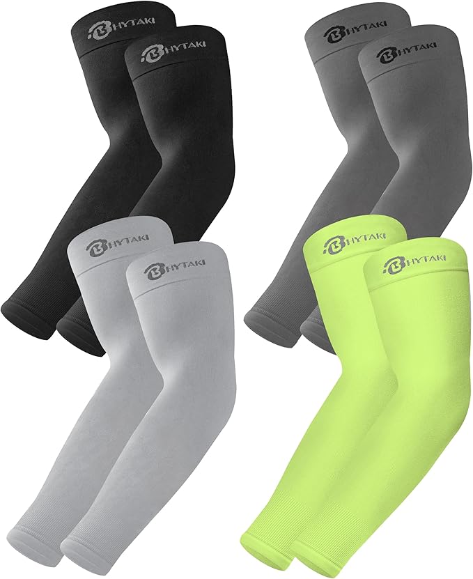 BHYTAKI UV Sun Protection Arm Sleeves, UPF 50 Sports Cooling Arm Compression Sleeves for Men Women Teenager