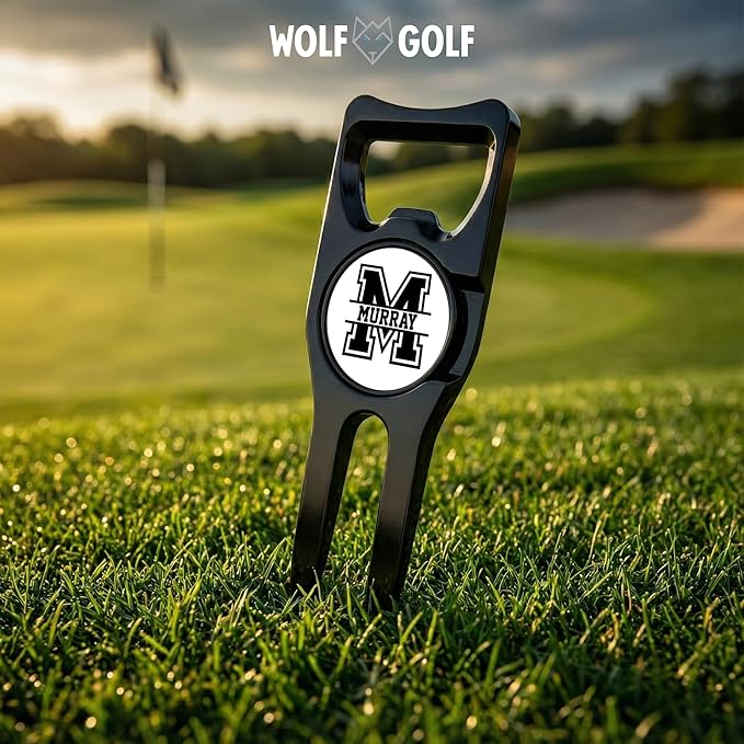 Wolf Golf Towels Personalized Divot Repair Tool | 6-in-1 Premium Divot Tool with Ball Marker | Golf Gifts for Men & Women | Golf Accessories for Men & Women