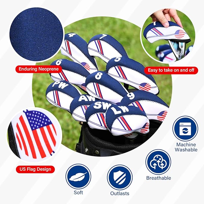 Golf Club Head Cover Set - Premium Wood Headcovers and Iron Covers, Fits All Standard Clubs, Reliable Protection with Stylish Design