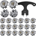 31 Pcs Golf Spikes Set with 30 Golf Cleats Replacement and Black Cleats Spanner for Shoes Metal Thread Screw 6 mm Dia Spike Tool Accessories for Lawn Outdoor Cricket Shoe Player Lover