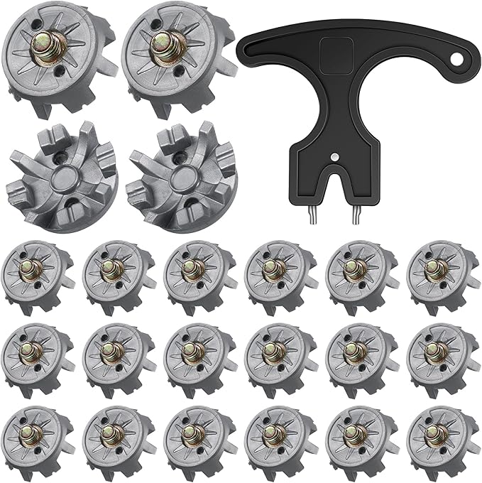 31 Pcs Golf Spikes Set with 30 Golf Cleats Replacement and Black Cleats Spanner for Shoes Metal Thread Screw 6 mm Dia Spike Tool Accessories for Lawn Outdoor Cricket Shoe Player Lover