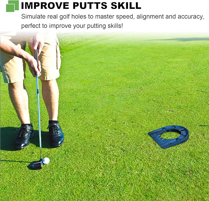 MAZEL Golf Putting Cup Hole Accuracy Trainer - Anodized Milled Aluminum Alloy Putting Training Aid for Indoor Outdoor Practice, with Carry Bag