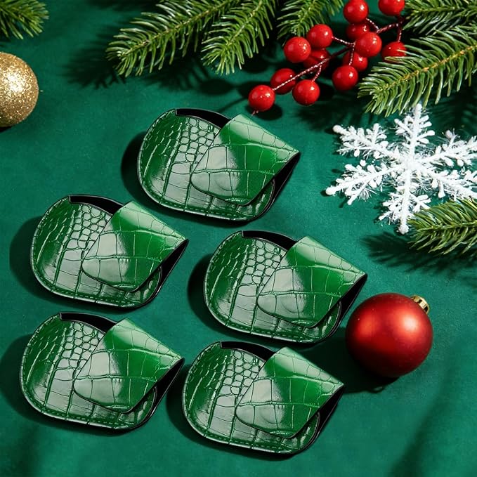 Magnetic Golf Iron Head Covers Set of 5 – Premium Crocodile-Embossed PU Leather Headcovers, Ventilation Design Keeps Clubs Dry | Easy On/Off, Fits All Irons | Unique Golf Gift for Men & Women