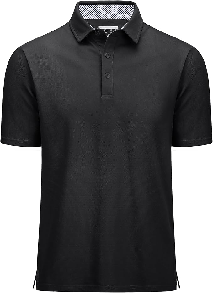 MAGCOMSEN Men's Polo Shirts Short Sleeve Cotton Pique 3 Button Classic Fit Casual T-Shirt Performance Golf Shirts