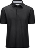 MAGCOMSEN Men's Polo Shirts Short Sleeve Cotton Pique 3 Button Classic Fit Casual T-Shirt Performance Golf Shirts