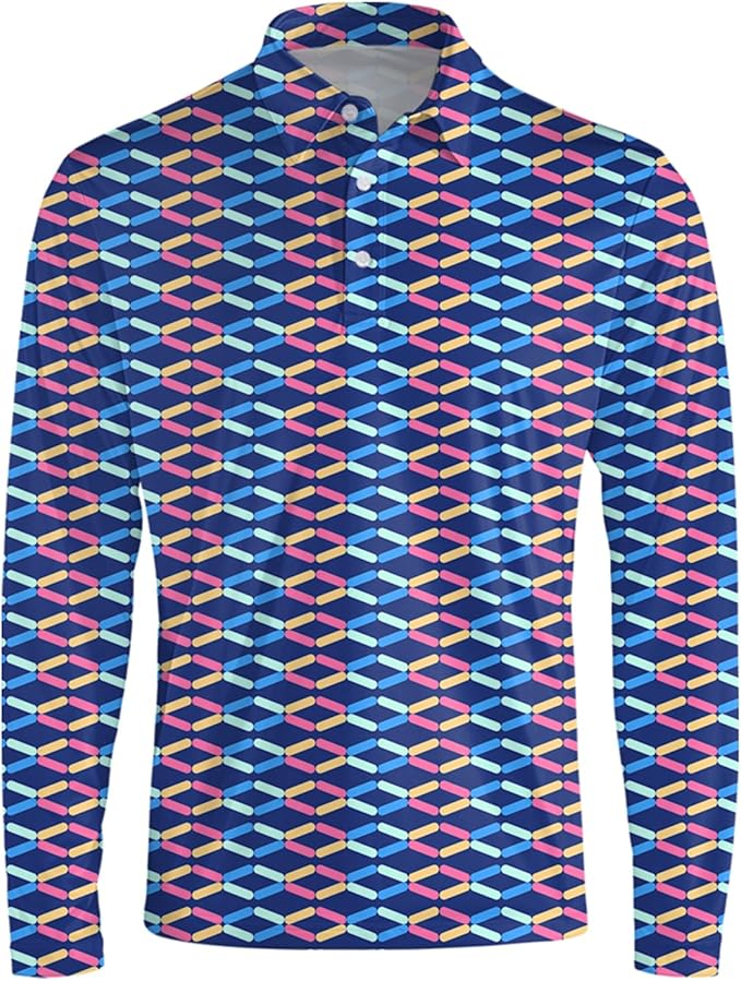 Men's Long Sleeve Golf Shirt Quick Dry 3 Button Work Fishing Outdoor Casual Collar Shirt