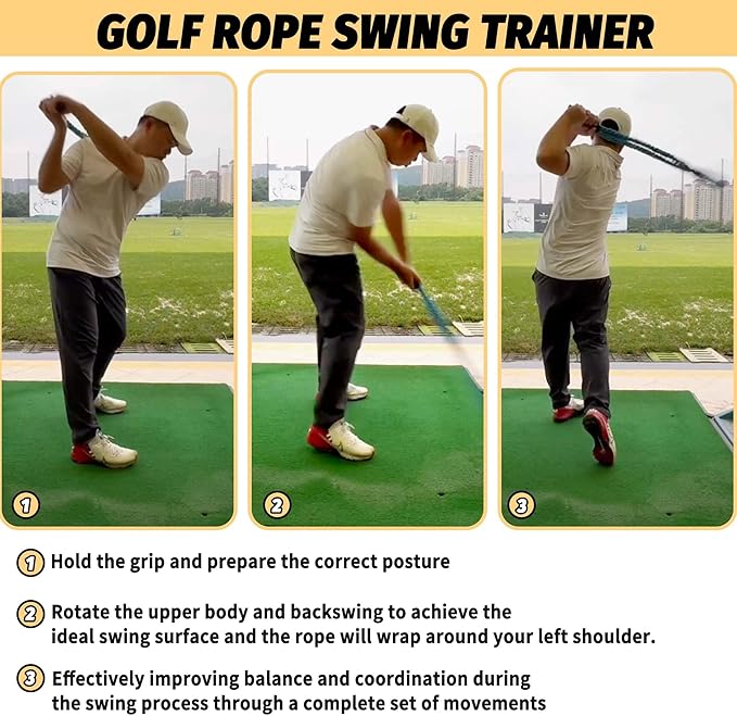 THE GOLFER STORE Golf Swing Training Aid,Golf Rope Swing Trainer, Golf Multi-Purpose Training Rope Suitable for Physical Training, Warm-Up Exercises, Strength and Rhythm Control
