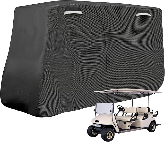 SAPUBK Golf Cart Cover Golf Cart Accessories with Side Door Ziper Compatible with Club Car/EZ-GO/Yamaha for Rain UV Dust Protection All Weather