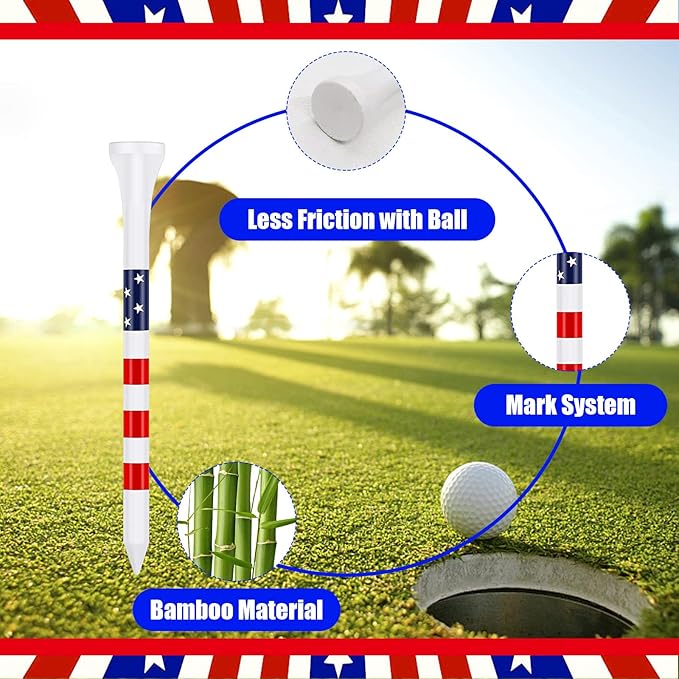 Dukars 3-1/4" Performance Golf Tees, Stars and Stripes, 100 Count