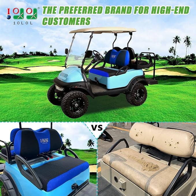 10L0L Golf Cart Seat Covers Universal for Yamaha G29 Drive2 Club Car DS Precedent Tempo Standard Front Seats, Breathable Mesh Bench Seat Cover, No Drilling Seat Cushion - All-Season Comfort
