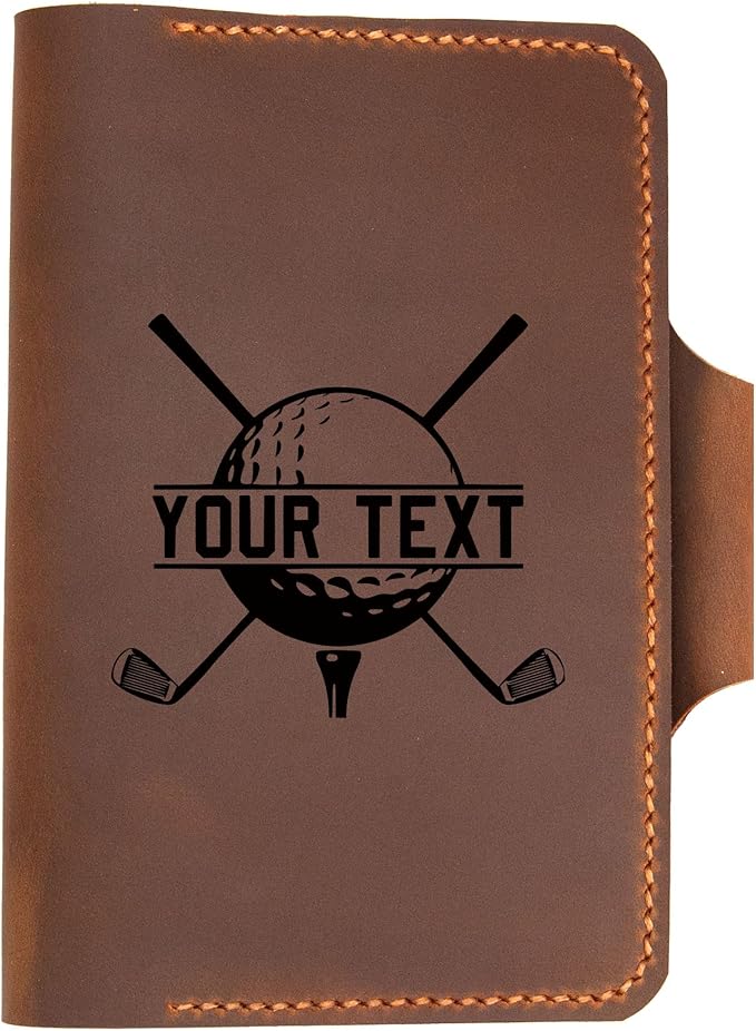 Personalized Leather Golf Scorecard Holder Cover, Handmade Yardage Book Cover Holder With Pencil Holder, Custom Leather Yardage Book Cover Holder, Golf Gift