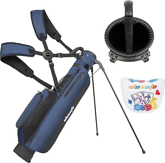Golf Stand Bag,Lightweight Small Golf Bag,Medium Golf Carry Bag, 2-3Way Divider Men and Women with Adjustable Shoulder Strap Multiple Pockets with Golf Putter Covers
