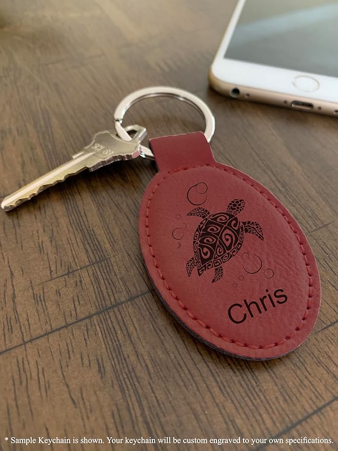 LaserGram Oval Keychain, Sunflowers, Personalized Engraving Included