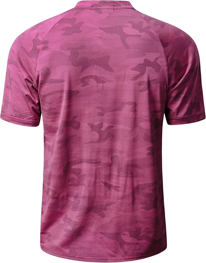 TAPULCO Mens Collarless Golf Shirts Short Sleeve Dry Fit Stretch Casual Breathable Lightweight Tshirts