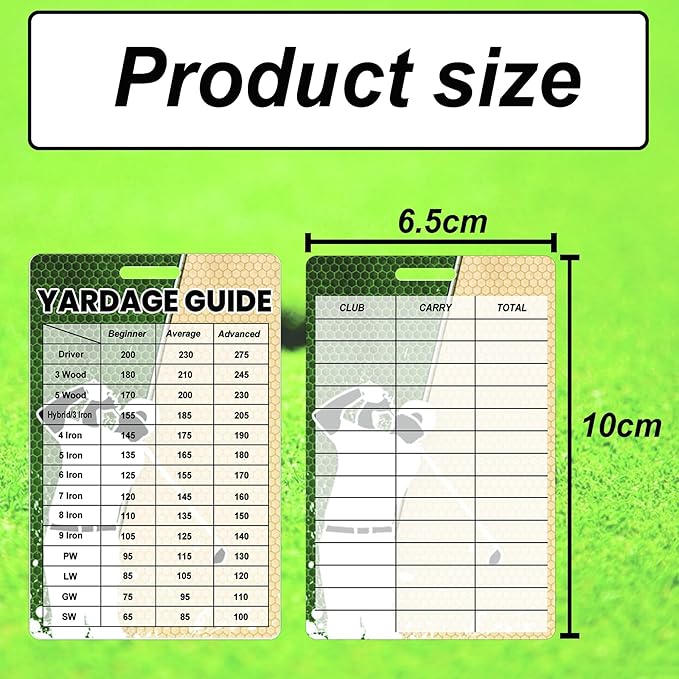 2pcs Golfers Quick Reference Distance Card Golf Club Range Estimation Cheat Sheet Card Golf Club Distance Golf Yardage Guide for Seasoned Golfers, Average, Beginners