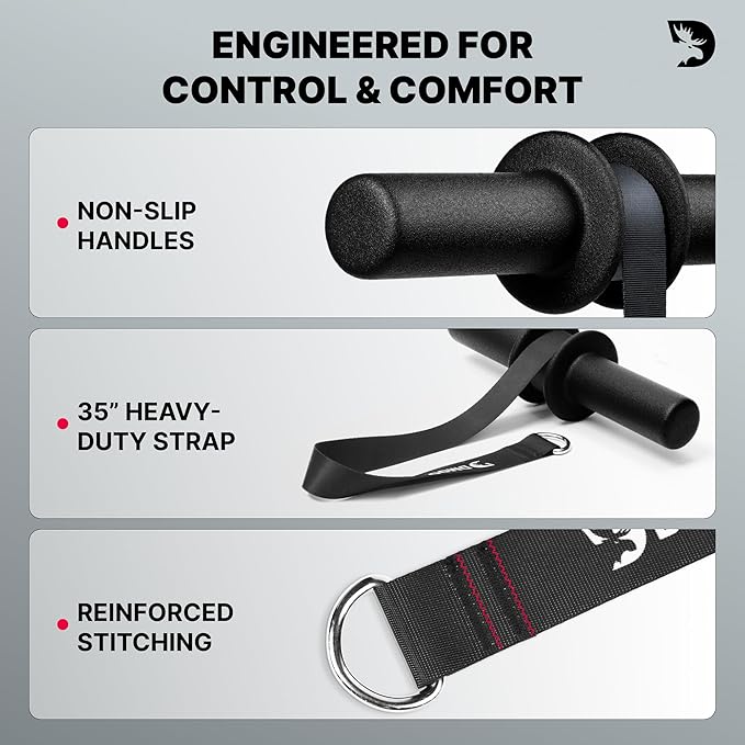 DMoose Fitness Forearm Strengthener & Wrist Roller - 2 in 1 Arm Exerciser with Non-Slip Premium Grip, Durable Nylon Rope - Helps with Elbow Tendonitis, Wrist Recovery & Strength Training (Patented)