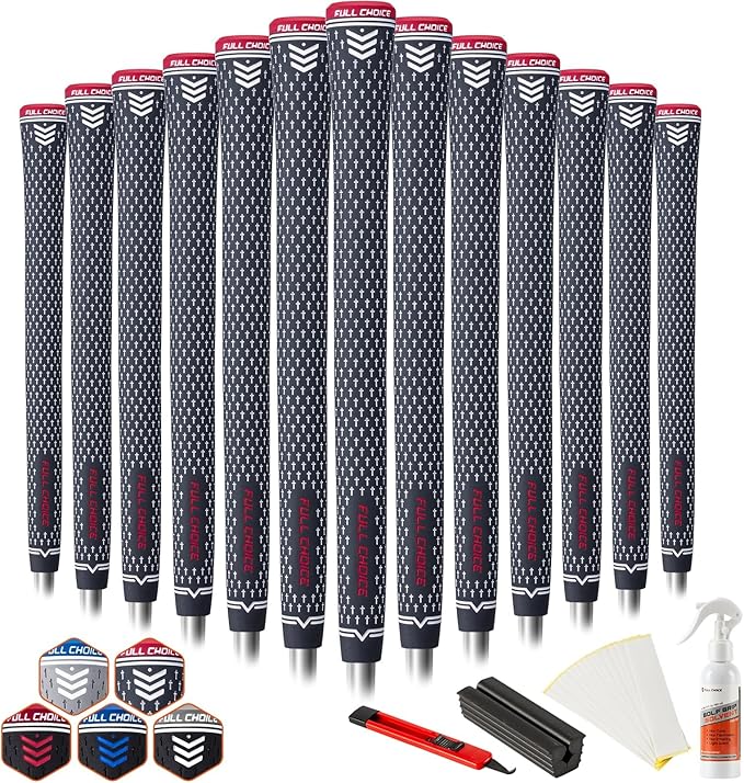 Rubber Golf Grips 13 Pack, Concise Fashion Design, Non-slip, Choose from 13 Grips Set or 13 Grips with Regripping Kit, Standard/Mid/Jumbo Size, 5 Colors Available, RG02 Golf Club Grips