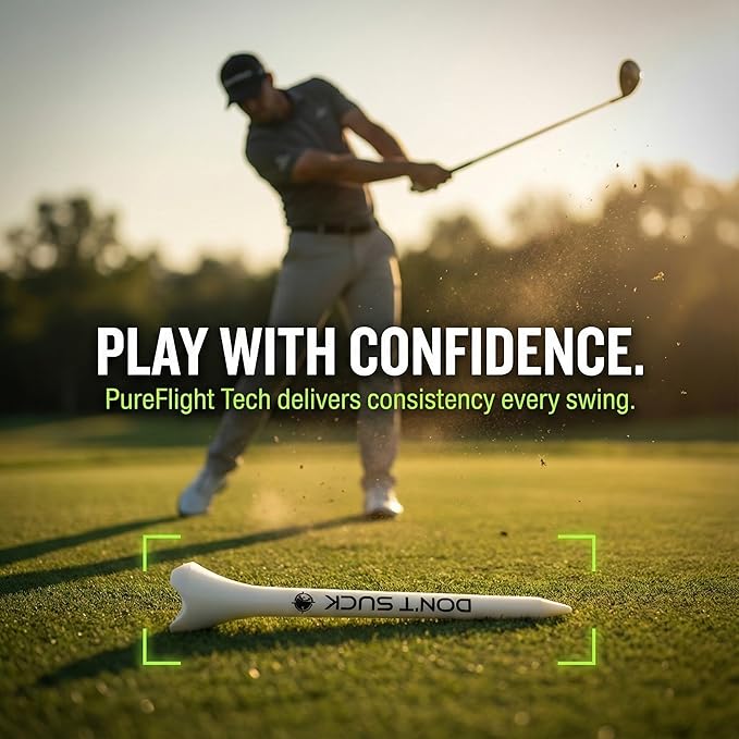 Don't Suck Collection - with Durable 4-Prong Golf Tee PureFlight Tech for Straighter and Longer Drives and Limited Edition Microfiber Magnetic Golfing Towel (16"x24")