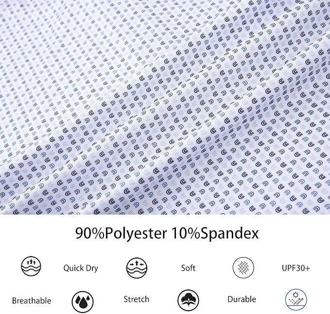 Alex Vando Mens Golf Shirt Moisture Wicking Classic Print Golf Shirts for Men