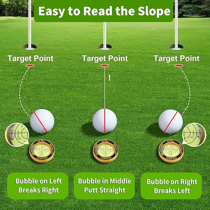 High Precision Golf Green Reader Funny Ball Marker Golf Putt Training Aid Bubble Level Golf Accessories Gifts for Men Women