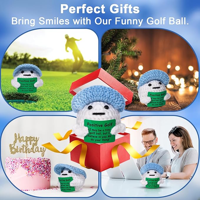 AICase Golf Gifts Funny Positive Golf Ball Crochet Gag Gift Ideas, Emotional Support Nuggets for Men Women Golfers Dad Fathers Day Mom Mothers Graduation Coworkers Birthday Christmas Decor Stuff