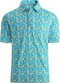 Esabel.C Golf Shirts for Men Dry Fit Performance Short Sleeve Print Moisture Wicking Collared Shirt