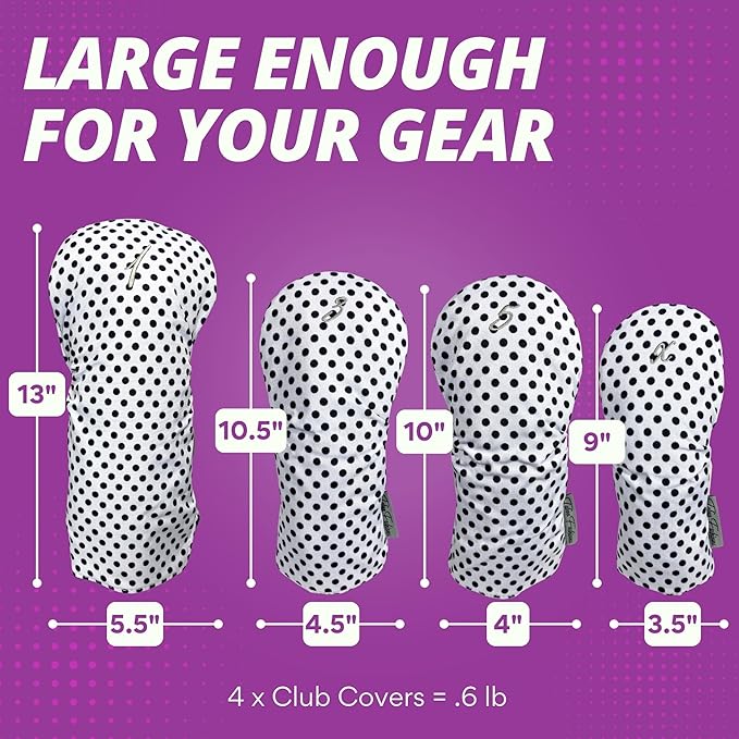 Taboo Fashions Designer Resort Golf Club Covers for Women - Numbered Golf Headcovers Set for Driver, Woods & Hybrid - Weather/Moisture Resistant Protection, Pack of 4