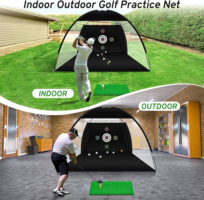 Golf Net, Golf Practice Net with Golf Hitting Mat, Home Golf Hitting Aid Nets for Backyard Driving Chipping Swing Training with Target/Balls/Tee/Bag Golf Accessories Gifts for Men/Golf Lovers