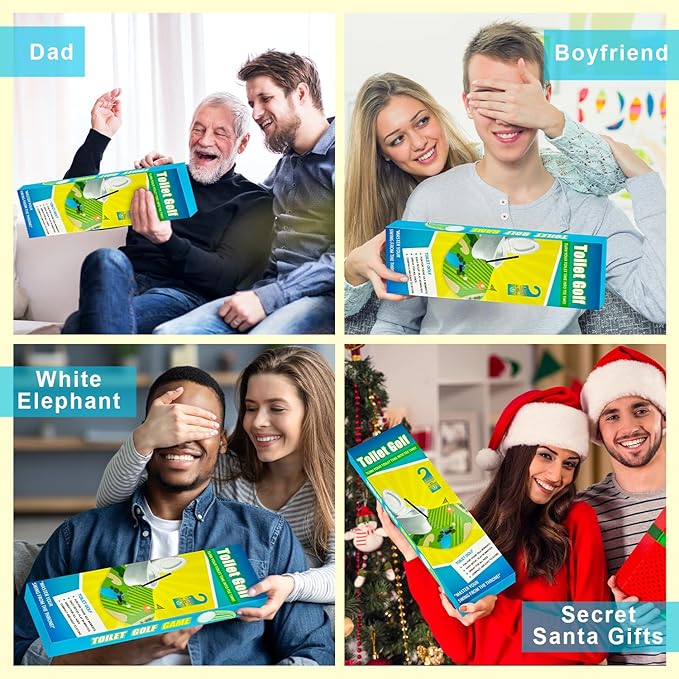 Funny Mini Golf Gag Gifts for Men Golfer, Toilet Golf Bathroom Game for Adults, Unique Birthday Gifts for Dad from Daughter Son, Fun White Elephant Gift Idea for Brother, Husband, Boys, Boyfriend,Him