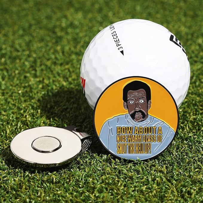 Enamel Golf Ball Marker with Magnetic Hat Clip - Funny Golf Accessories - Great Gift for Golf Lovers