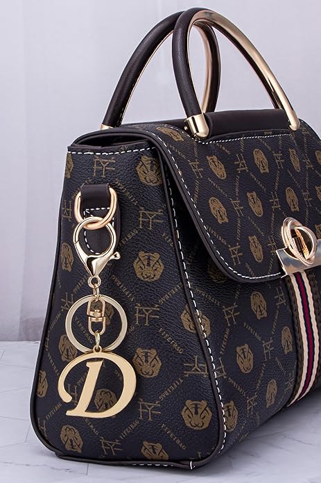 Cute Stainless Steel Gold Initial Letter Keychain for Women Girl, Charms for Key Handbag Backpack Bag, Personalized Gift