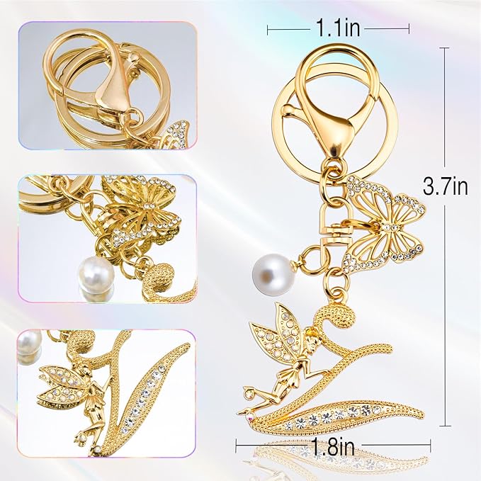 Initial Keychain Bag Charm Women Purse Charms for Handbags Accessories Charm for Wallet Butterfly Pendant for Girls