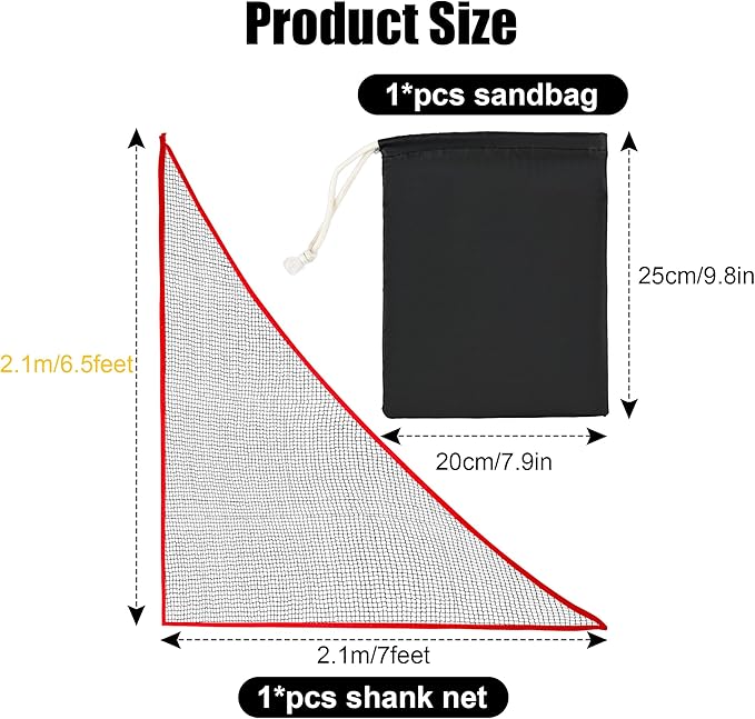 6-10ft 1/2PCS Nylon Shank Net Golf Accessory with 1 Sang Bag, Easy to Install Side Net for Golf Nets and Simulator Premium Sports Net Hitting Nets (Red/Black)