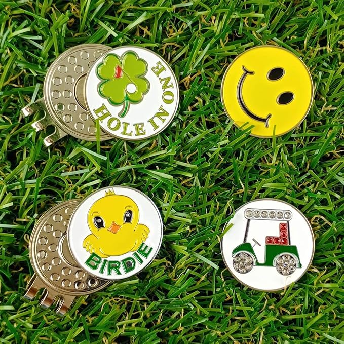 Golf Ball Markers with Hat Clips Value Sets for Men Women Golfer, Removable Attaches Easily to Golf Cap Premium Gifts