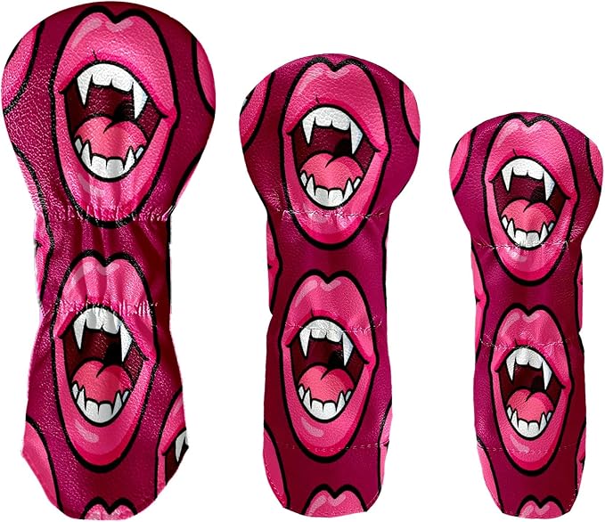 3 Pack PU Leather Golf Club Head Covers - Driver, Fairway Wood & Hybrid, Funny Golf Accessories, Ideal Golf Gift Colorful Line Seashell