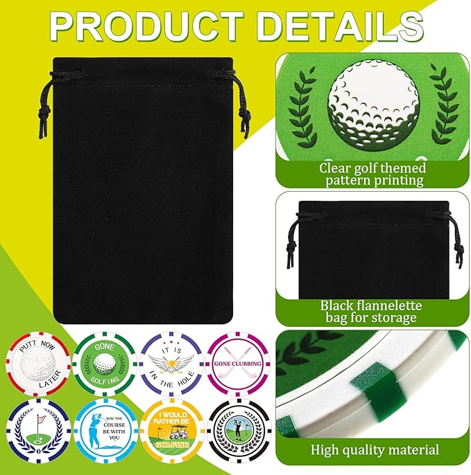 Sosation 24 Pcs Personalized Golf Ball Marker Funny Poker Chip Ball Marker Set 1.57 Inches Poker Chip Christmas Gifts Collection for Men Womens Golf Accessories, 8 Styles
