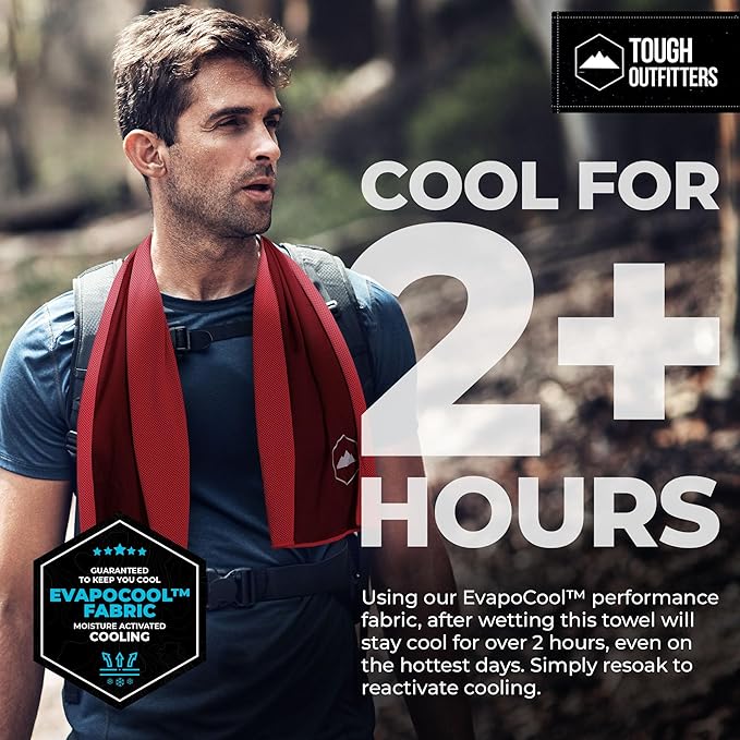 Tough Outdoors Cooling Towels for Neck Face - Neck Cooling Towel for Hot Weather Yoga Sports Golf Sweat - Instant Cold Towel