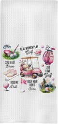 Pink Golf Kitchen Towels - Golf Gifts Decorative Waffle Dish Towels, 16x24 Inch