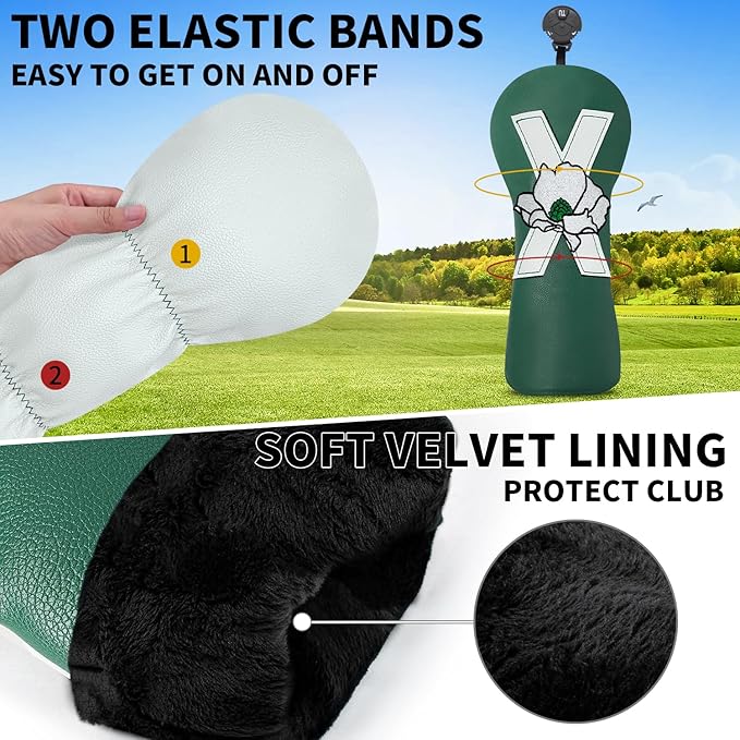 Premium Golf Club Head Cover - Fits Most Clubs, Heavy-Duty Construction, Protects Against Scratches and Damage, Specifically Designed for Hybrid and Fairway Woods.