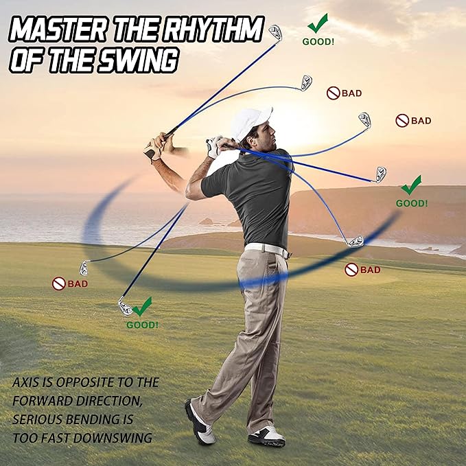 PGM Golf Swing Training Aid for Right-Handed Men and Women - Driver and Iron Weighted Swing Trainer Golf Club Click Stick for Strength Grip Tempo & Flexibility Training