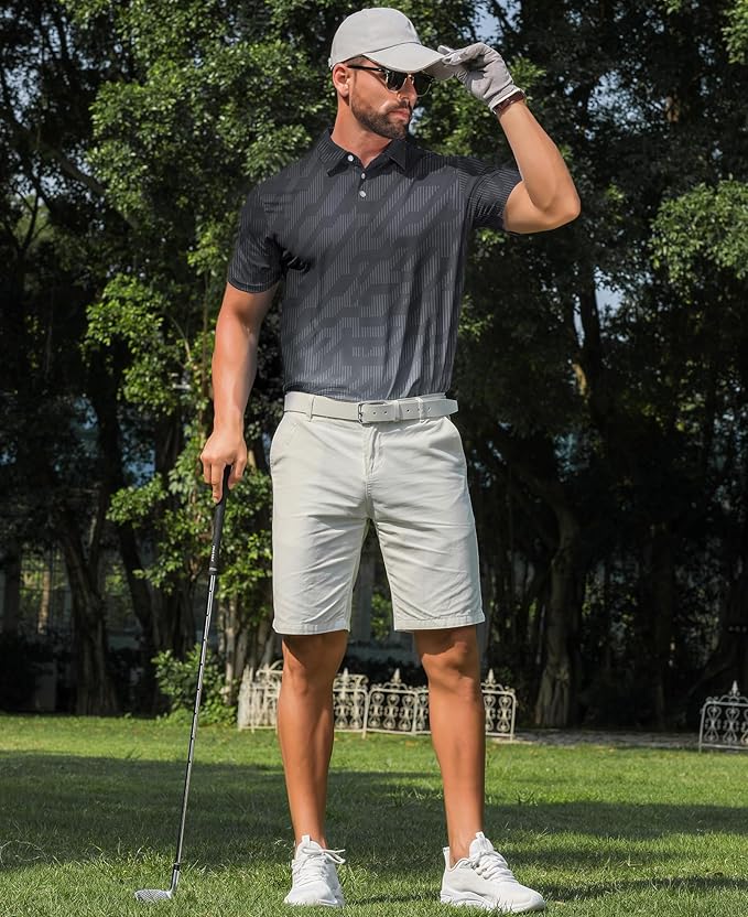 zeetoo Men's Polo Shirts Hawaiian Golf Polos Shirts Short Sleeve Performance Moisture Wicking Mens Golf Shirts