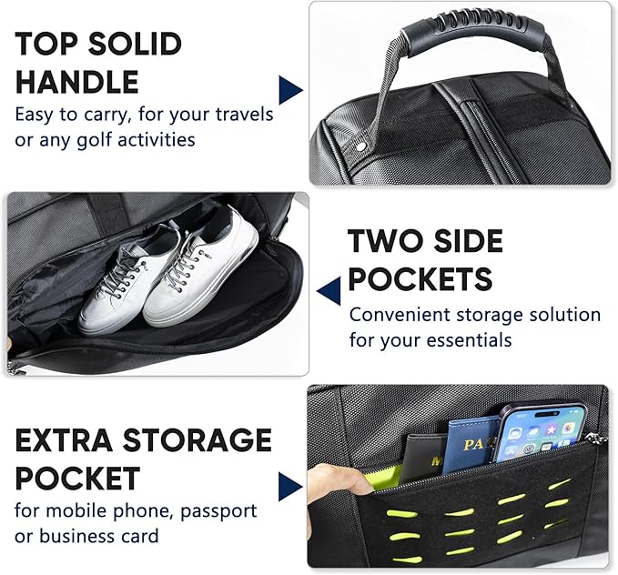 Golf Travel Bag with Wheels - Airline-Approved Heavy Duty Oxford Golf Case for Clubs, Cart&StandBag, Soft-Sided Waterproof Cover