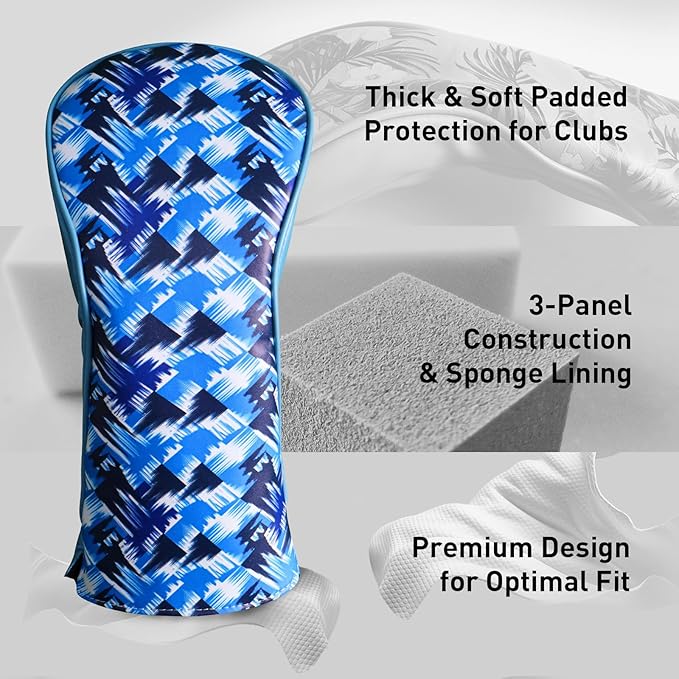 FINGER TEN Golf Club Head Covers for Woods Driver Fairway Hybrid with Interchangeable Number Tag 1 3 5 Premium Leather Headcovers for Women Men